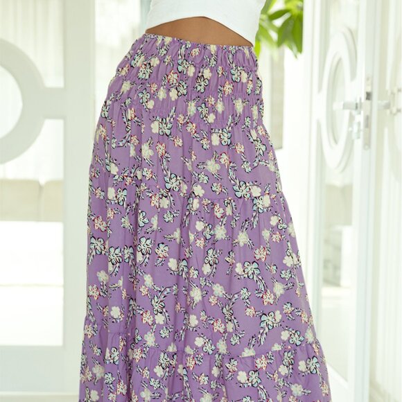Boho Floral Print High Waist Maxi Skirt - Picture 2 of 3